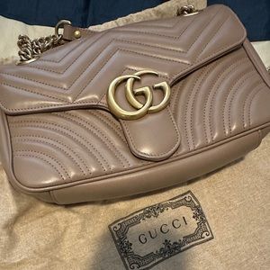 Gucci Marmont small shoulder/crossbody bag. Dusty pink leather